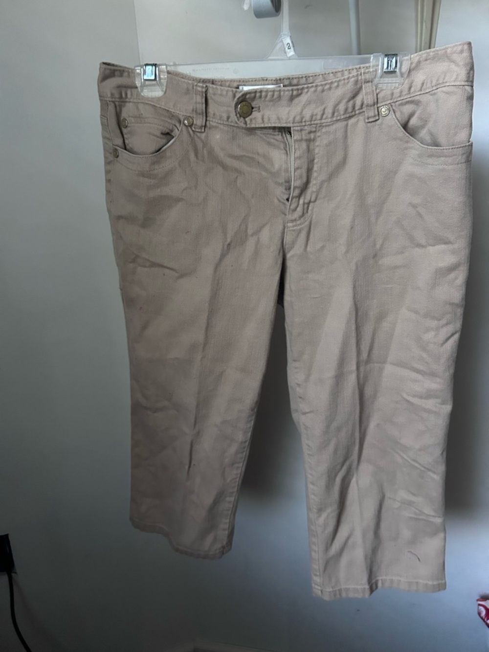 Talbots Beige Cropped Straight-Leg Pants